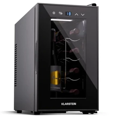 Abbildung von Klarstein Weinkühlschrank Shiraz 8 Uno, für Standardflaschen á 0,75l,Wein Flaschenkühlschrank Weintemperierschrank Weinschrank Kühlschrank