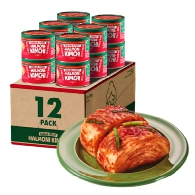 Abbildung von [Korean Street] Halmoni Canned Kimchi (160g x 12) Authentic Korean Food, Fermentierter Kohl, Lagerbar Bei Raumtemperatur Passt Perfekt Zu Ramen