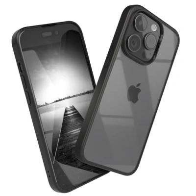 Abbildung von EAZY CASE Clear Hybrid Bumper Hülle kompatibel mit iPhone 15 Pro, Handyhülle Ultra Aufprallschutz, Stoßfest und Kratzfest, dünne Schutzhülle Kameraschutz, Handy Case, Schwarz