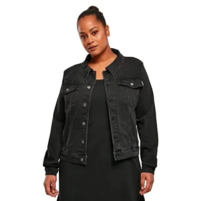 Abbildung von Urban Classics Ladies Organic Denim Jacket Jeansjacke, Damen, Größe: Medium, Black washed