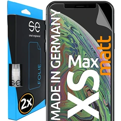 Abbildung von 2x Entspiegelte Schutzfolie für iPhone XS Max Matt aus Deutschland 100% Passgenau Funktion mit Installationshilfe kompatibel Folie Anti Kratzer
