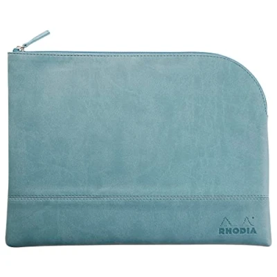 Abbildung von Rhodia 116735C Rhodiarama Reißverschlusstäschchen aus italienischem Kunstleder, Großformat (21x28 cm), Wasserblau, 1 Stück