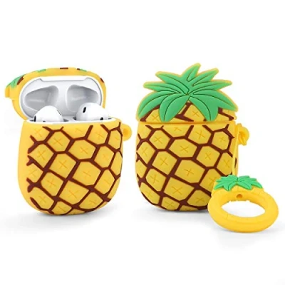 Abbildung von LEWOTE Silikon Niedliche Lustige Abdeckung Kompatibel mit Apple Airpods 1&amp;2 [Obst &amp; Lebensmittel Serie] (Ananas)