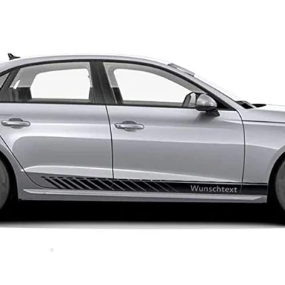 Abbildung von Auto Dress Seitenstreifen Aufkleber Set/Dekor passend für Audi A4 Motiv: Wunschtext (Farbwunsch)