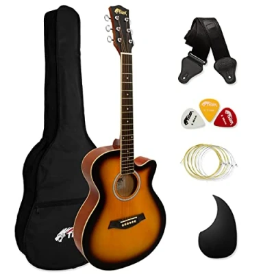 Abbildung von TIGER ACG1 SB Small Body Akustikgitarre, mit Stahlsaiten bespannte Akustikgitarre für Anfänger, Sonnendurchbruch