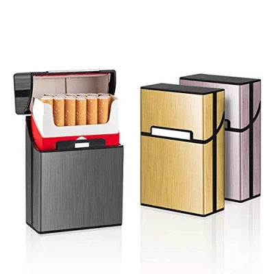 Abbildung von 3 Stück Aluminium Zigarettenetui Zigarettenbox (Grau Rosa Gold)