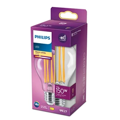 Abbildung von Philips LED Classic E27 Filament Lampe (150 W), mit warmweißem Licht, energiesparende Beleuchtung langer Nutzlebensdauer