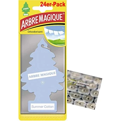 Abbildung von Wunderbaum 24er Box Original Lufterfrischer Summer Cotton Frisch Gewaschene Baumwolle Duftbaum inkl. 1 x Glasreinigungstuch von SP Großhandel Gratiszugabe