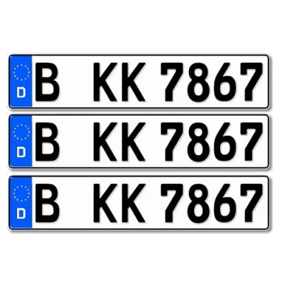 Abbildung von Antmas DIN zertifizierte Euro Kennzeichen Kfz für Deutschland (3 Kennzeichen)