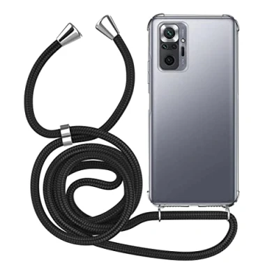 Abbildung von MyGadget Handykette für Xiaomi Redmi Note 10 [ TPU Hülle mit verstellbaren Band ] Handyhülle Handyband zum Umhängen Kordel Schnur Case Schutzhülle Schwarz Muster