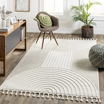 Abbildung von Surya Teppich &quot;ZAMBIA&quot;, rechteckig, Skandi Design, Modern Boho Kurzflor Wohnzimmerteppich, Schlafzimmer