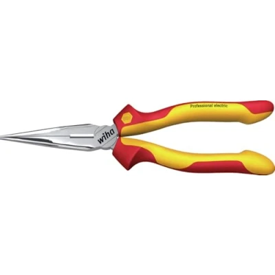 Abbildung von Wiha Flachrundzange Professional electric mit Schneide gerade Form (26727) 200 mm Zange für Elektriker, VDE geprüft, stückgeprüft, stabil und robust