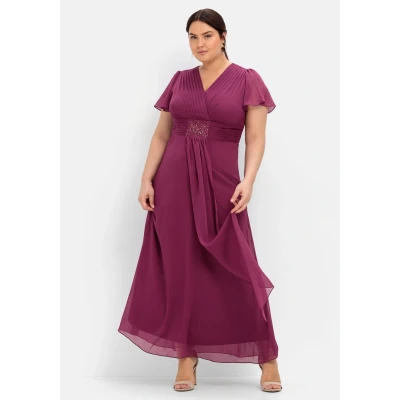 Abbildung von Sheego Maxikleid, Damen, Größe: 48, Berry