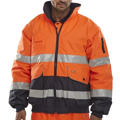 Abbildung von Bee Seen Warnschutz Pilotenjacke, Bomberjacke Warnorange/Marine, L