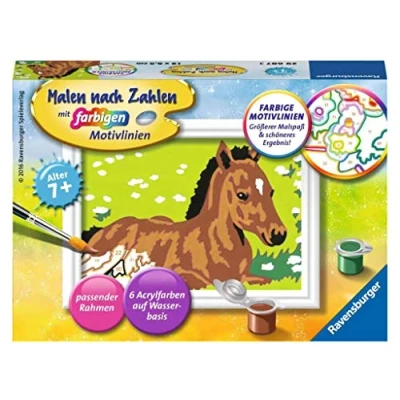 Abbildung von Ravensburger CreArt 29687 Kleines Fohlen Malen nach Zahlen Pferd für Kinder ab 7 Jahre, Ostergeschenke Geschenk zu Ostern
