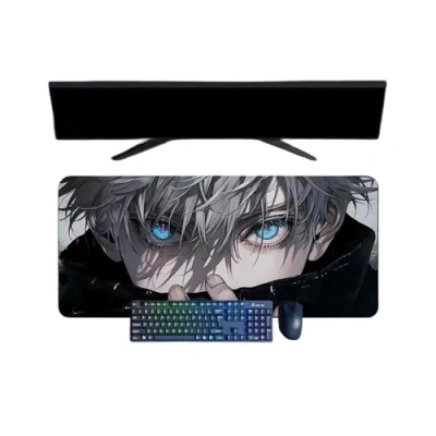 Abbildung von Jujutsu Kaisen Satoru Gojo Mauspad, XXL, multifunktional, Gaming, Anime, Maus, 3 mm, Büro, rutschfest, strukturierte Oberfläche, für Computer, Gamer, Zuhause und Laptops
