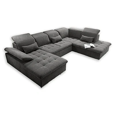 Abbildung von ED EXCITING DESIGN Wohnlandschaft Wayne, mit Bettfunktion, Bettkasten und Nierenkissen. 1 Armteil 5 Kopfteilverstellungen