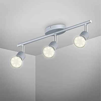 Abbildung von B.K.Licht Deckenleuchte Deckenspot 3x3W 750lm 3000K 30 01 03 T, LED wechselbar, Titanfarbig Schwenkbar Drehbar GU10 Modern