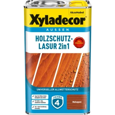 Abbildung von Xyladecor Holzschutz Lasur 2 in 1, mahagoni, 4L