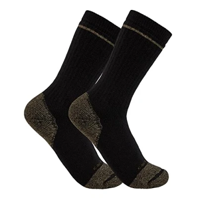 Abbildung von Carhartt Men&#039;s Midweight Cotton Blend Steel Toe Boot Sock 2 Pairs, Black, Large