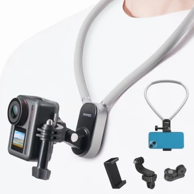 Abbildung von AKASO Magnetische Nackenhalterung für Action Cam, POV Vlog Zubehör Kompatibel GoPro Hero12/11/10/ 9/Max/DJI Osmo Action/Smart Phone mit Clip Vertical Adapter