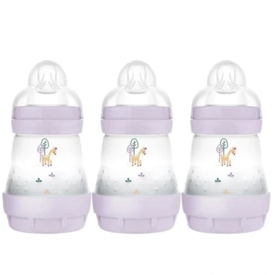 Abbildung von MAM Easy Start Self Sterilising Anti Colic Baby Bottle 3 Pack (3 x160 ml) with Slow Flow Teats Size 1, Newborn Essentials, Pink (Designs May Vary)