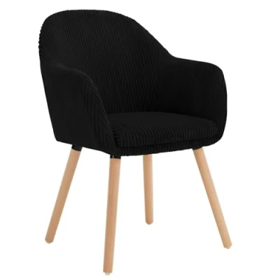 Abbildung von WOLTU Esszimmerstuhl, Stuhl Esszimmer Esstisch, Küchenstuhl Armlehnstuhl Polsterstuhl, Sessel Wohnzimmer Modern, mit Armlehnen, aus Cord, Massivholzbeine, Schwarz, EZS26sz 1