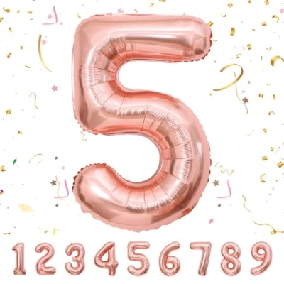 Abbildung von Geburtstag zahlen luftballon 5 jahre Roségold Folienballon XXL Riesen in 40&quot; 101cm Geburtstagsdeko Ballon Zahl Deko zum .Fliegt mit Helium