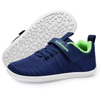 Abbildung von IceUnicorn Hausschuhe Kinder Barfußschuhe Jungen Mädchen Sportschuhe Barfussschuhe Minimalistische Hallenschuhe(Marine Grün, 26EU)