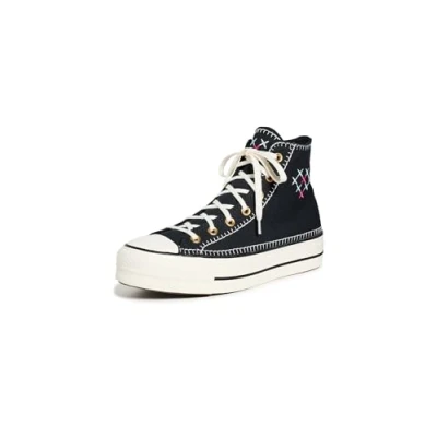 Abbildung von Converse Chuck Taylor ALL STAR LIFT Crafted Stitching Platform Sneaker high, Damen, Größe: 36, Black/egret/gold Textil