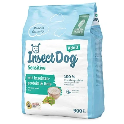 Abbildung von Green Petfood InsectDog Hypoallergen (5 x 900 g) Adult Premium Trockenfutter für ausgewachsene allergische Hunde mit Insektenprotein getreidefrei nachhaliges Hundefutter 5er Pack