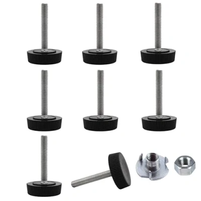 Abbildung von SKIR&#039;CO Möbel Nivellierfüße, M5 x 30 mm, verstellbare runde Beine, 25 mm Durchmesser, Gewinde Nivellierfuß (Muttern im Lieferumfang enthalten), 8 Stück