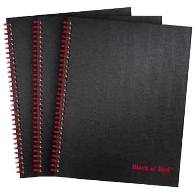 Abbildung von Black n&#039; Red 400123488 Notizbücher, Business Tagebücher, 3er Pack, 27,9 x 21,6 cm, 70 Blatt, liniert, Optik Papier, Scribzee App, Hardcover, Spiralbindung, Schwarz