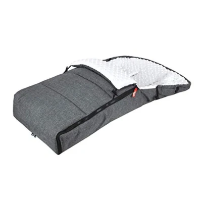 Abbildung von BABYLUX Fußsack 90cm Minky Kinderwagen Buggy Babyschale Thermo +/ Muff Handmuff Winterfußsack (Grau + Weiß)