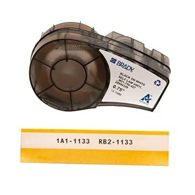 Abbildung von Brady, M21 750 427, Vinyl, Schwarz auf WeißTransparent, 19,05mm x 4,26m, max. Kabeldurchmesser: 3,2mm, permanent, Endlos (110927)