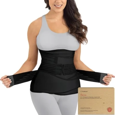 Abbildung von KeaBabies Revive 3 in 1 Postpartum Gürtel für Damen Bauchgurt nach Geburt Kaiserschnitt,Rückbildungsgürtel Geburt,Bauchband Geburt,Bauchgurt Schwangerschaft (Midnight Black, M/L