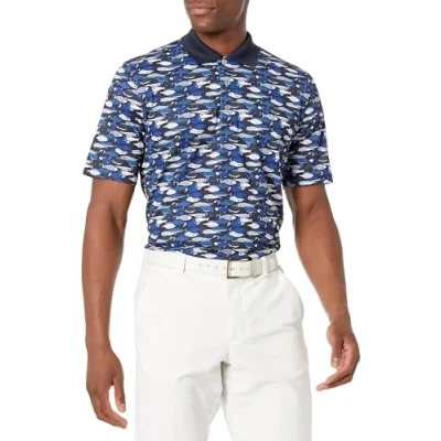 Abbildung von Amazon Essentials Herren Golf Poloshirt, Feuchtigkeitsableitend Schnell Trocknend, Kurzarm, Blau Fisch, XXL