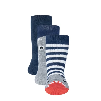 Abbildung von Ewers Stopper HAI 3 PACK Socken für Kinder, Größe: 19 20, Blau