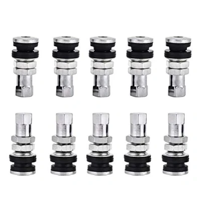 Abbildung von Ventilkappen, Fydun 10Pcs Reifen Ventil Vorbauten TR161Metall Short Valve Stem Kit mit Staubkappe für Auto LKW Motorrad