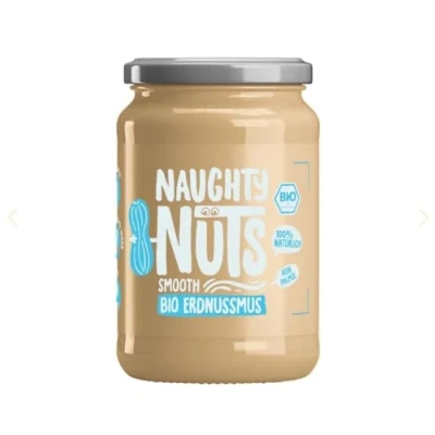 Abbildung von NAUGHTY NUTS Bio Erdnussmus Smooth Vegane Erdnussbutter 100% Natürlich Ohne Palmöl &amp; Zucker Ideal Als Topping Für Müsli 500g