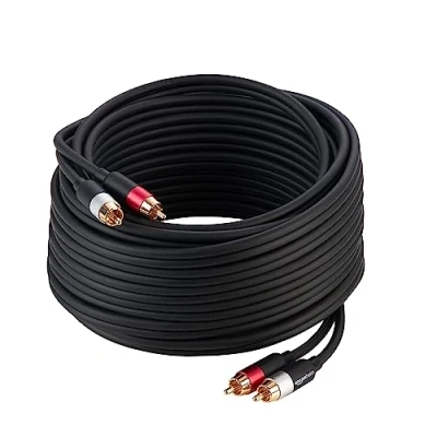 Abbildung von Amazon Basics RCA Cinch Audiokabel 2 Stecker auf Stecker, 10 m, Schwarz