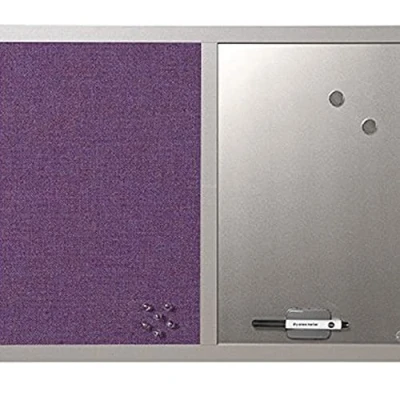 Abbildung von Bi Office Kombitafel Lavander, Pinnwand und Whiteboard, Violett Textiloberfläche Silber Magnetisch, Perlenfarben MDF Rahmen 22 mm dicker, 60 x 45 cm