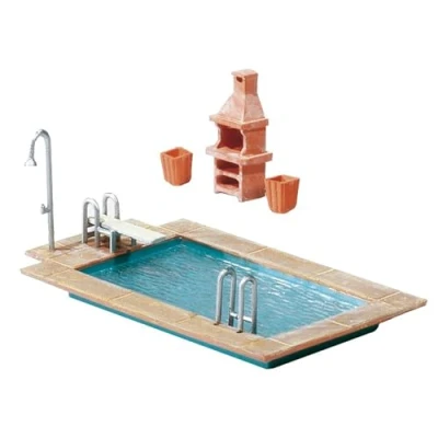 Abbildung von Faller Modelleisenbahn Gebäude H0 Swimming Pool und Gartenhaus