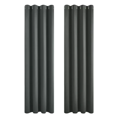 Abbildung von Deconovo Gardinen Blickdicht Vorhang Schlafzimmer Ösen Thermo Vorhänge Kälteschutz, 214x117 cm(HöhexBreite), Dunkelgrau, 2er Set