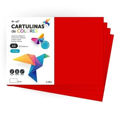 Abbildung von cartulina de Colores, A3, Folios colores 180gr, Bloc intensos, Ideal para Manualidades, Imprimir tus Documentos y Diseños Creativos · m office (25 Hojas, Rojo Oscuro)