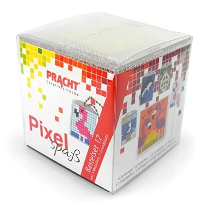 Abbildung von Pixel P90030 63501 Spaß Bastelset 17, zur Gestaltung von 4 Schlüsselanhängern für Kinder, kinderleichtes Stecksystem, ohne Bügeln und Kleben, Steinchen aus Biokunststoff