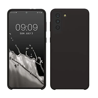 Abbildung von kwmobile Hülle kompatibel mit Samsung Galaxy S21 Plus Silikon Handy Case Handyhülle weiche Oberfläche kabelloses Laden Schwarz matt