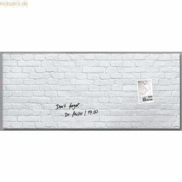 Abbildung von SIGEL GL244 Premium Glas Whiteboard 130x55 cm White Klinker weiß hochglänzend, SGS geprüft, einfache Montage, incl. 2 starke Magnete, Magnettafel Artverum
