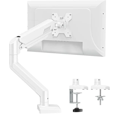 Abbildung von ELIVED 1 Monitor Halterung für 13 32&quot; Bildschirme bis zu 9kg mit VESA 75/100mm, Gasdruckfeder PC Tischhatlerung, Neigbar, Schwenkbar, Drehbar, Höhenverstellbar Monitorhalterung Weiß EV004W