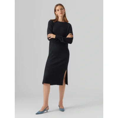 Abbildung von Vero Moda Vmlefile Boatneck CALF Dress Strickkleid, Damen, Größe: XXL, Black